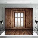 Aperturee - Aperturee Bright Retro Wooden Cabin Window Photography Backdrop